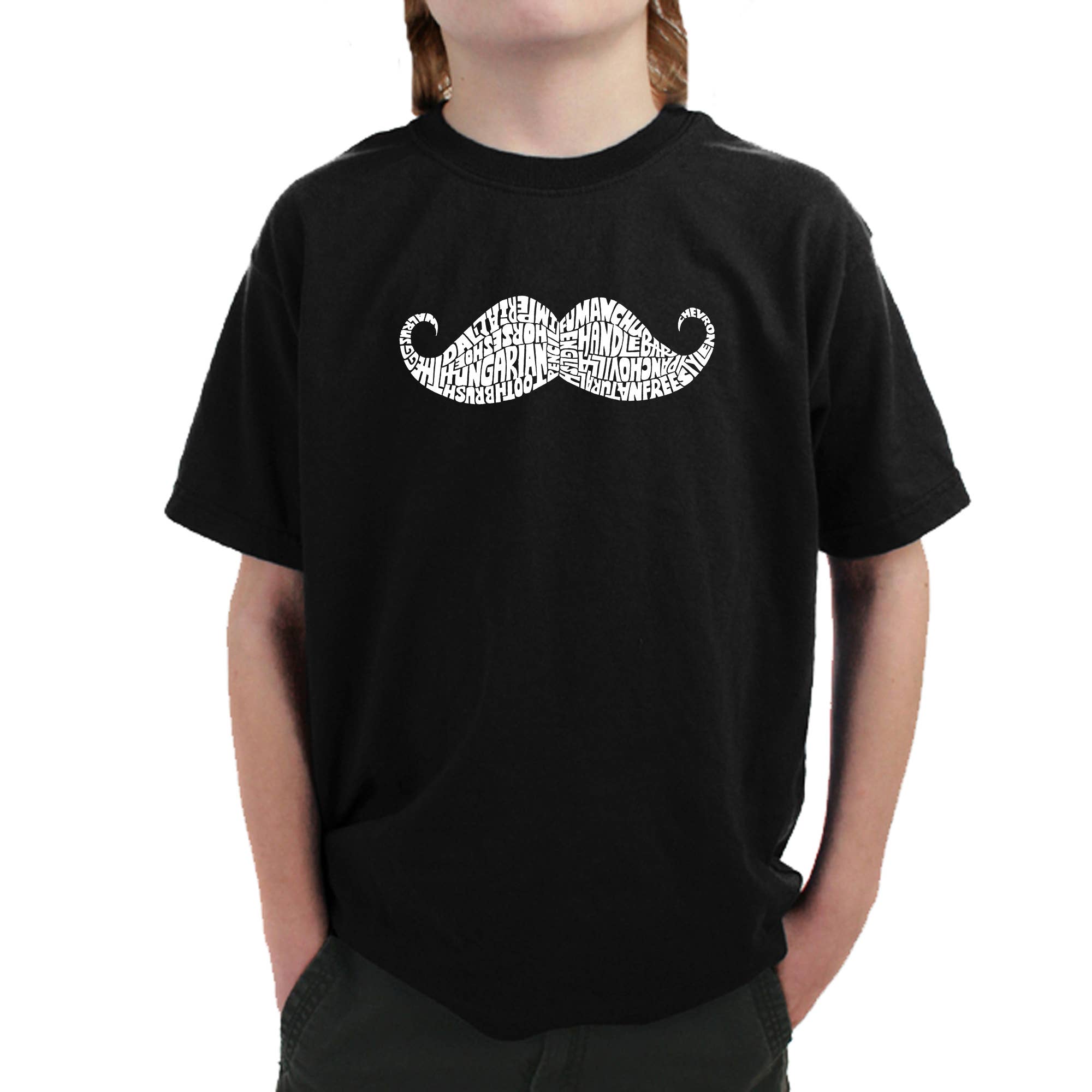 LA Pop Art - Vente T-shirt sérigraphié – enfant - T-shirt Word Art pour garçon - FAÇONS DE COIFFER UNE MOUSTACHE0