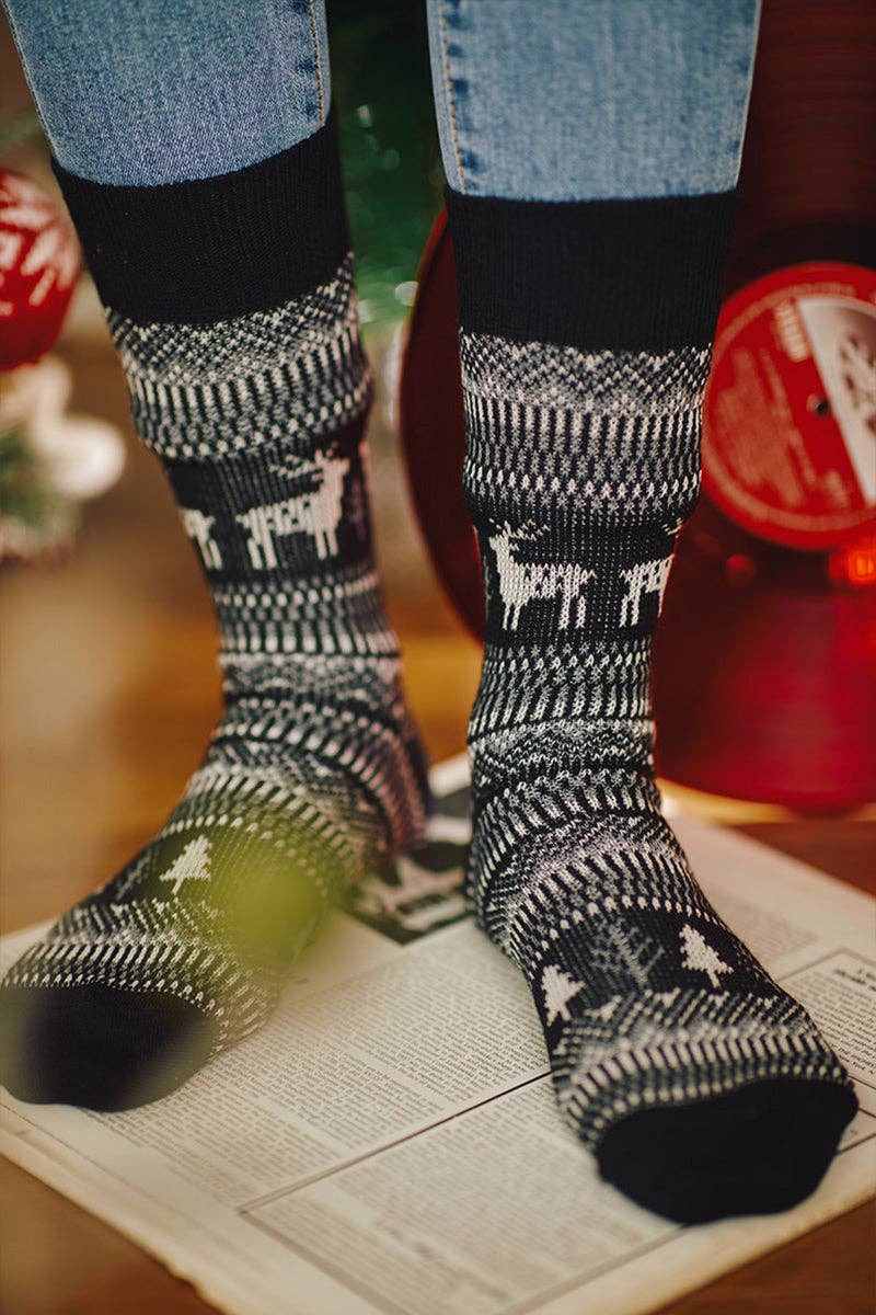 7DAYSSOCKS - Vente Chaussettes – homme - Chaussettes Crew Deer en jacquard pour hommes12