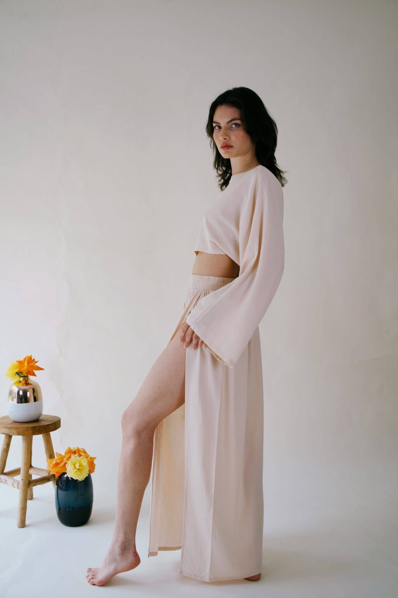 Lacerf – wholesale Blus - Dam – Linneblus med japansk skärning och vida ärmar4