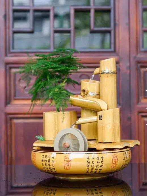 everythingbamboo – wholesale Decorative tabletop object – Bamboo Handmade Handcrafted Water Feature Fountain With Basin Flowing Water Wheels Home Decor Many Styles8