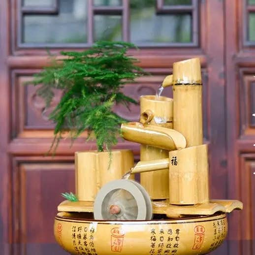 everythingbamboo - Wholesale Decorative tabletop object - Bamboo Handmade Handcrafted Water Feature Fountain With Basin Flowing Water Wheels Home Decor Many Styles8