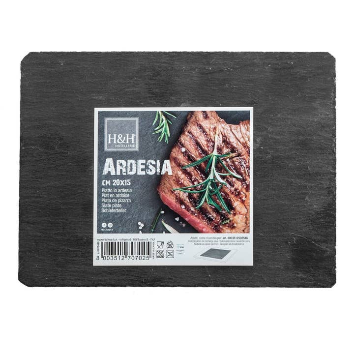 H&H - Wholesale Serving Tray - Rectangular Slate&Bamboo Plate In Slate 20X15X0.5 cm1