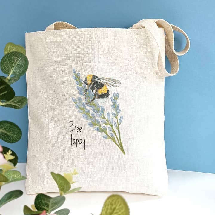 Bee Happy Tote Bag for wholesale by Laura Stanley Designs