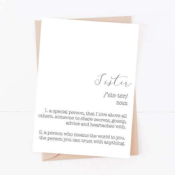 Carte de définition de sœur | Taille A6 | Meilleur ami (e) -188 pour la vente par Love Flora Studio