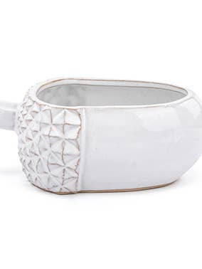 Rustic White Acorn Planter Item # 77862 for wholesale by Napco