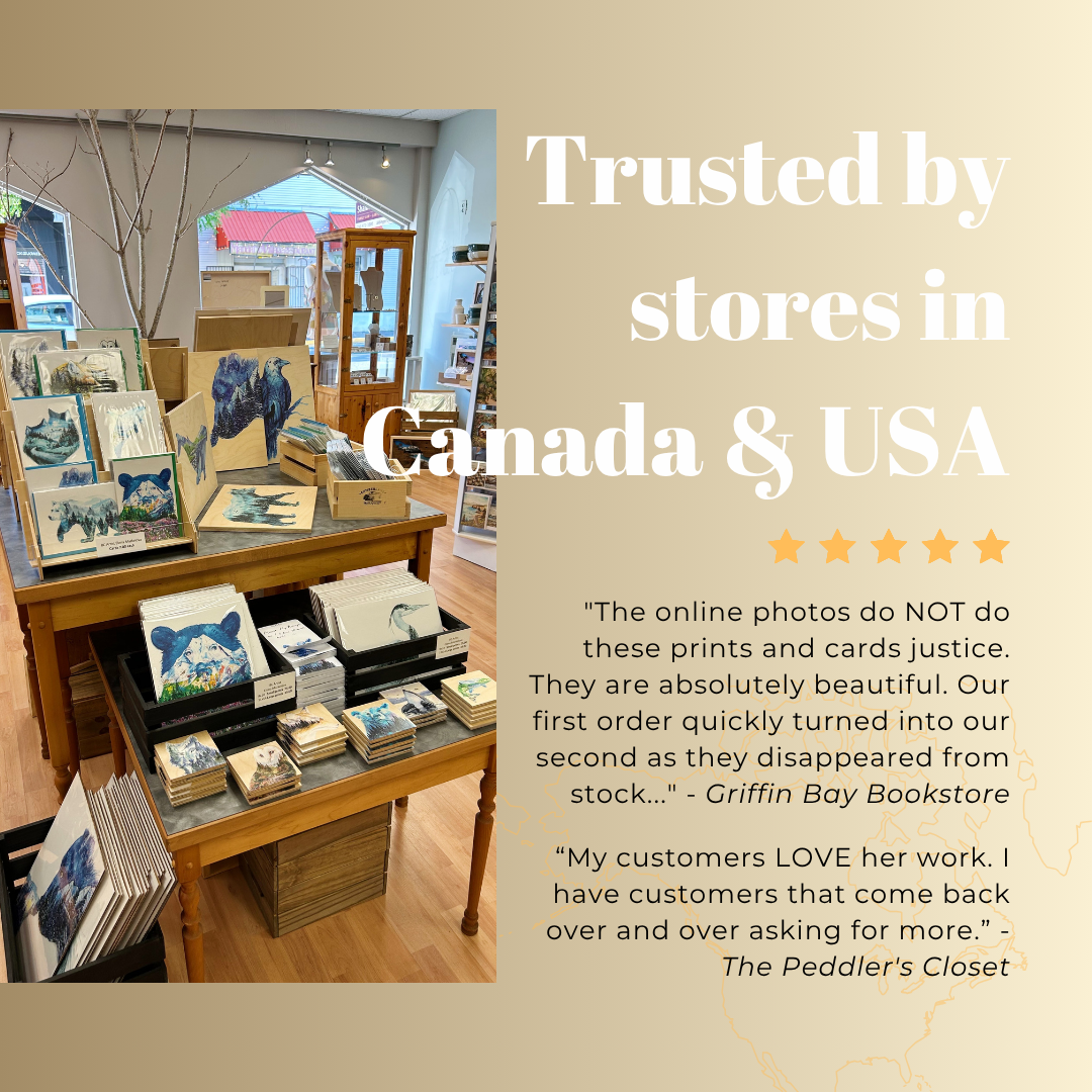 Elena Markelova Arts - Wholesale Everyday Greeting Card - Aurora Bear Northern Lights Night Sky Watercolor Art Card2