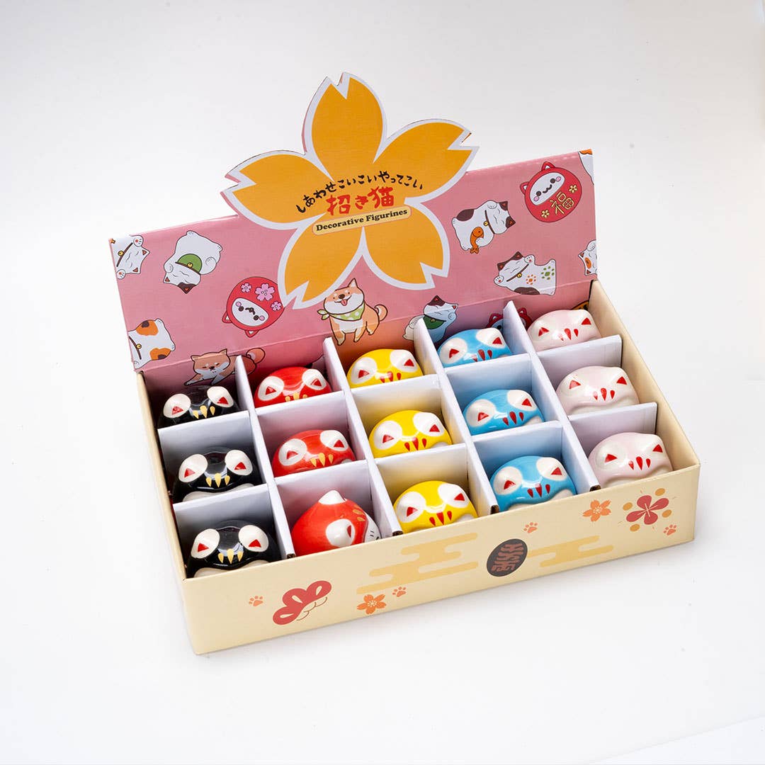 Urban Tokyo - Vente Figurine décorative - Assortiment de 15 figurines chat Daruma en céramique, 6,3 cm (1/18)1
