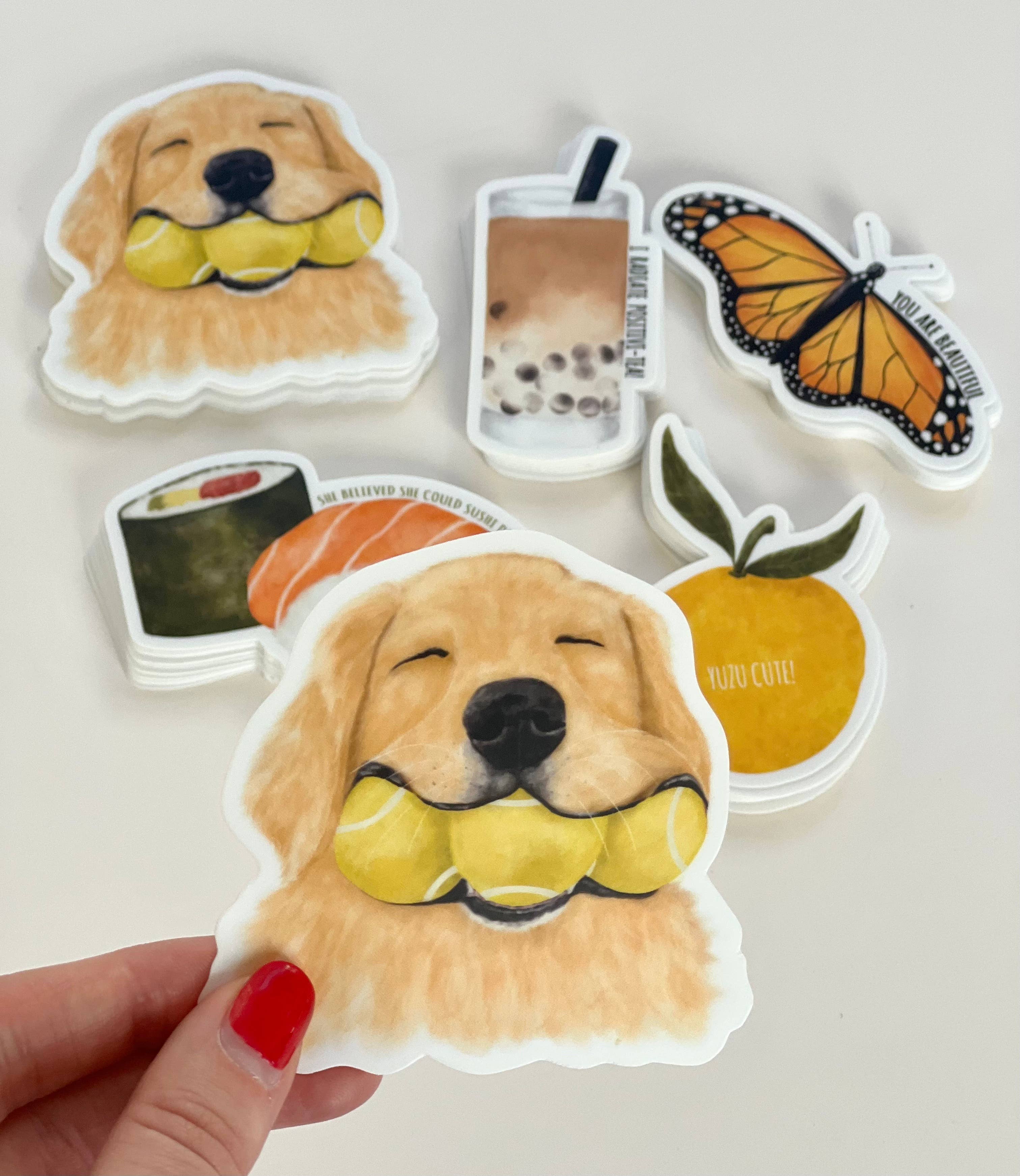 k.Patricia Designs - Wholesale Sticker - Dog With Tennis Balls Sticker1