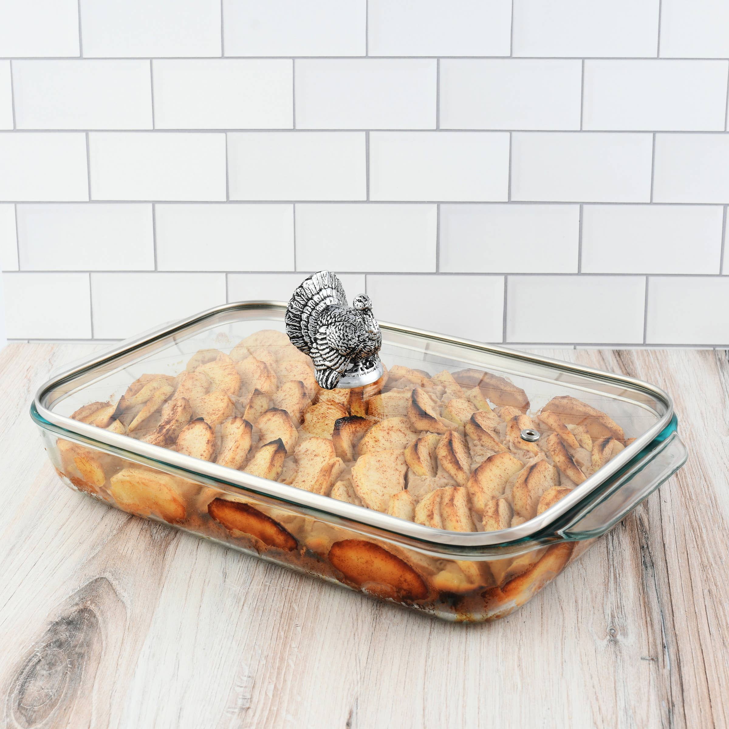 Arthur Court - Vente Plats de cuisson - Couvercle à dinde avec plat de cuisson en pyrex 3 pintes3