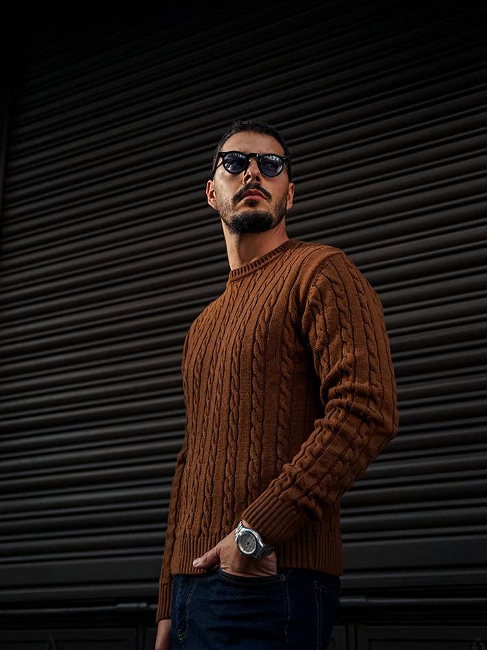 DONATO - Wholesale Knit Sweater - Men's - Brown Jumper3