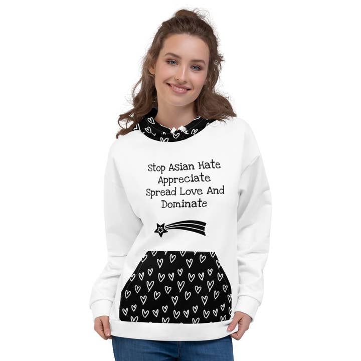 Stop Asian Hate Deluxe Unisex Hoodie for wholesale by Lady Liberty & Co.