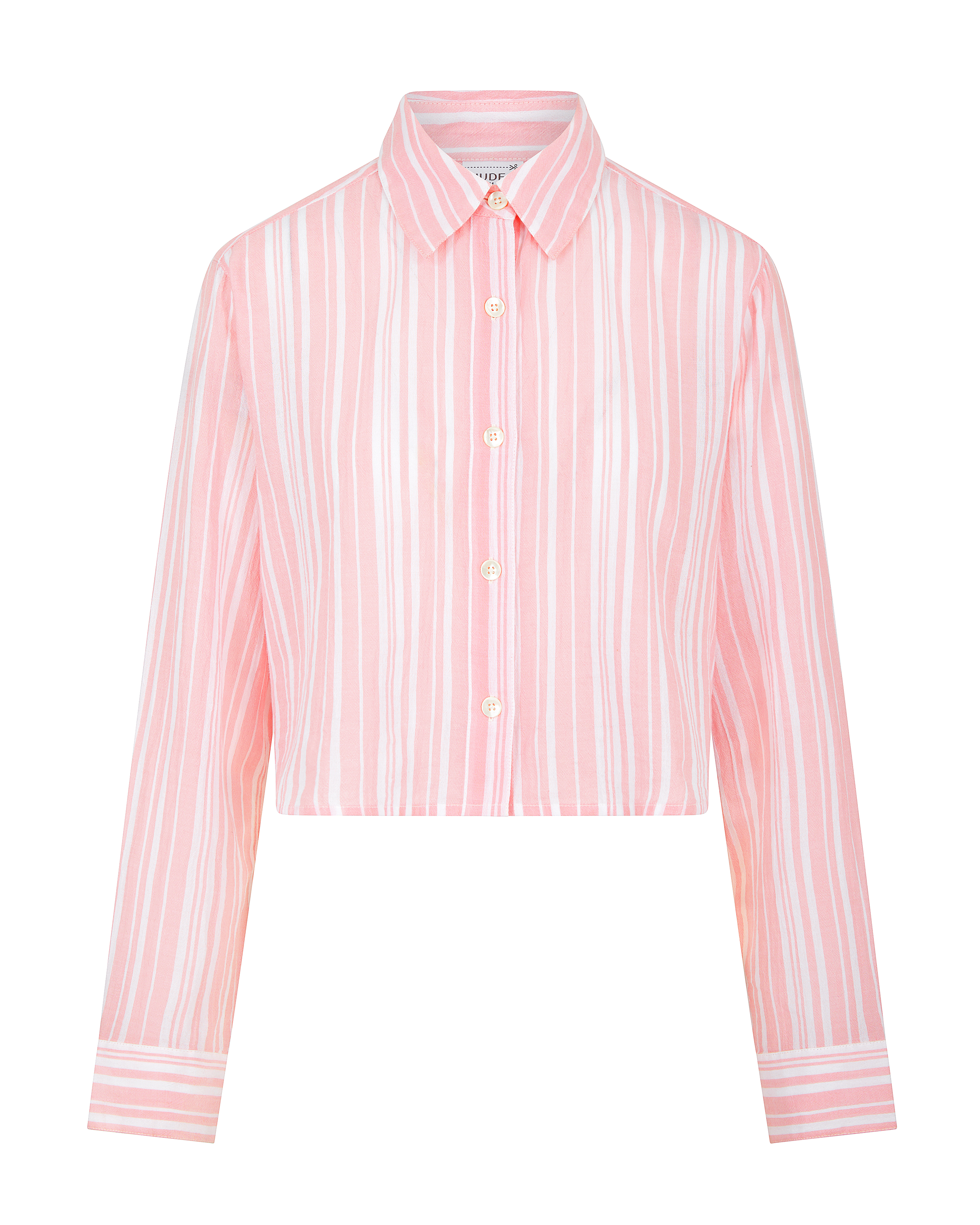 Nudea – Camisa com botões no colarinho – Mulher por atacado – A Camisa Cortada - Fondant Pink Stripe6