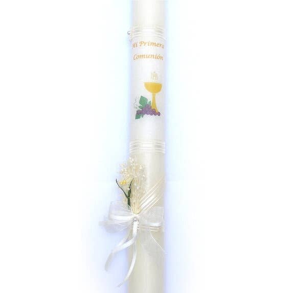 cereria pinsart - Wholesale Tapered Candle/Candlestick - Communion Candle Ribbon and Flower (40 X 3 cm)0