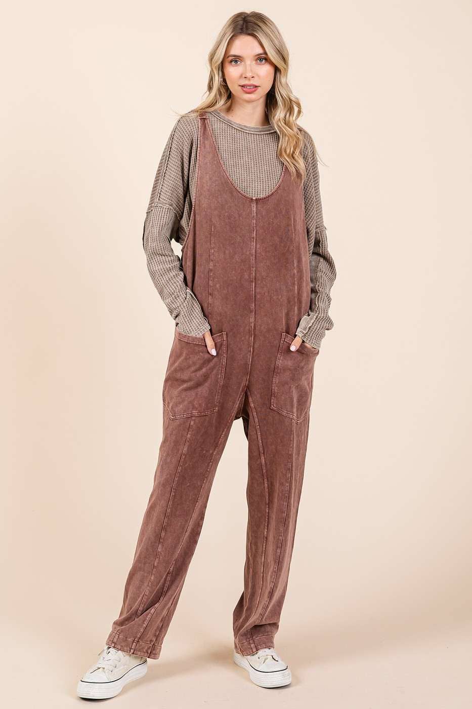 mittoshop - Wholesale Jumpsuit - Women's - MINERAL WASH RELAXED FIT SLEEVELESS HAREM JUMPSUIT22