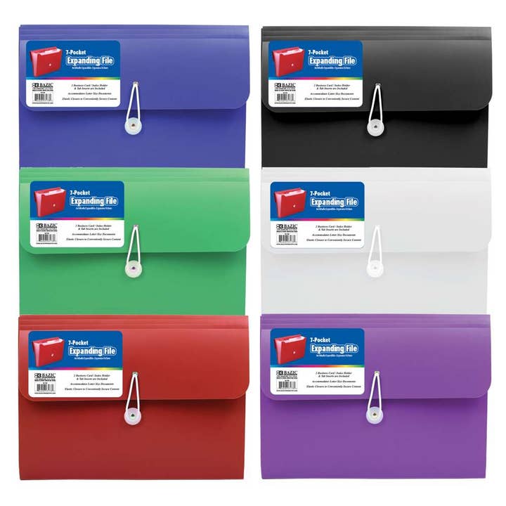 7-Pocket A4/Letter Size Poly Expanding File for wholesale by Luna Office Supply - Everyday Essential