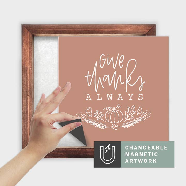 Magnetisk säsongsdekorinsats för utbytbar skylt (Medium): Ge tack | Thanksgiving och höst | Magnetisk skyltblanka säljs separat för wholesale av Simpler Seasons Decor