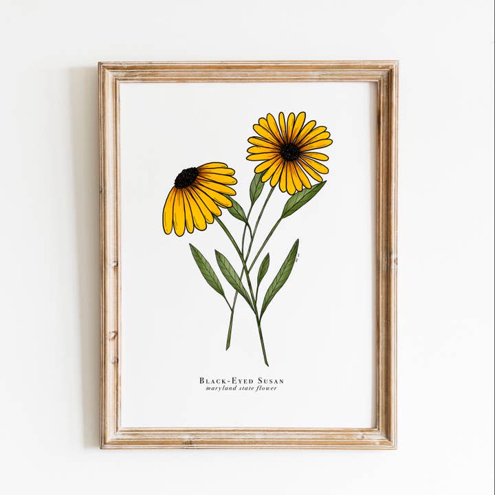 Imprimé floral Maryland State | Imprimé Susan aux yeux noirs pour la vente par Erika Layne Art
