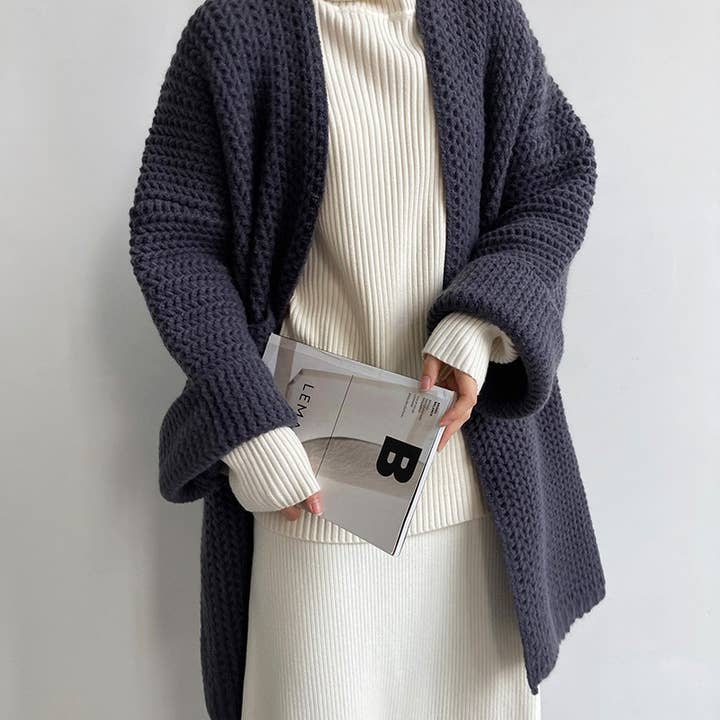 Rosa Clothing - Wholesale Cardigan - Women's - Gentle Soft Hollow Twist Knitted Long Cardigan