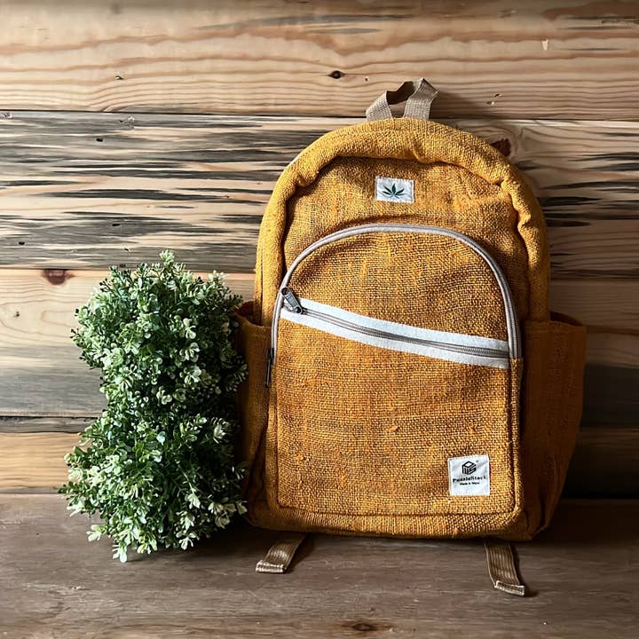 PuzzleStack - Venta al por mayor Mochila - Mujer - Mochila Amarilla Kumari de Cáñamo Puro
