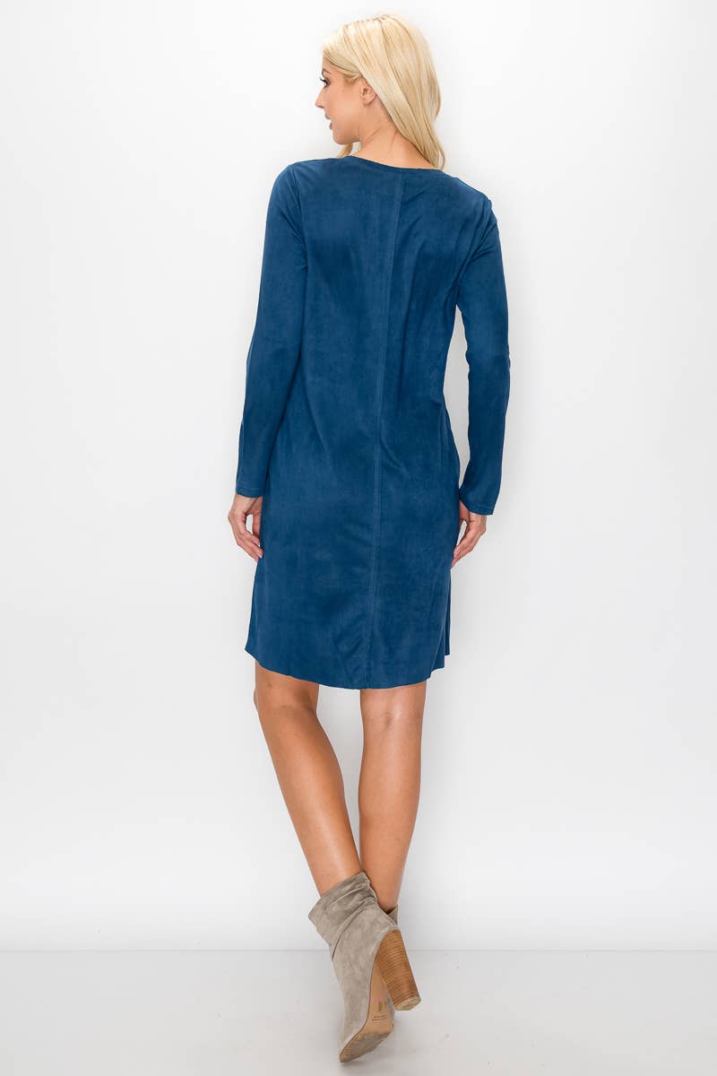 Joh Apparel – Vestido - Mulher por atacado – Vestido Aurora Stretch Camurça com Decote em V SEM Bolsos5