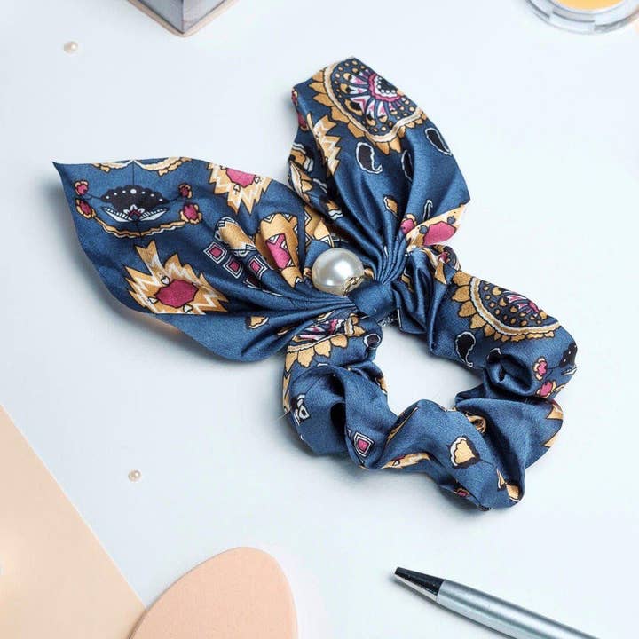 Adopte un Chouchou - Wholesale Scrunchie - Women’s - Scarf Scrunchie Short Blue - Solène0