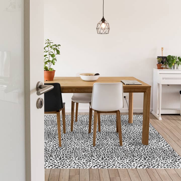 Tempaper & Co ® – wholesale Floor mat – Animal Print Black & White Vinyl Floor Mat, 70" x 102"