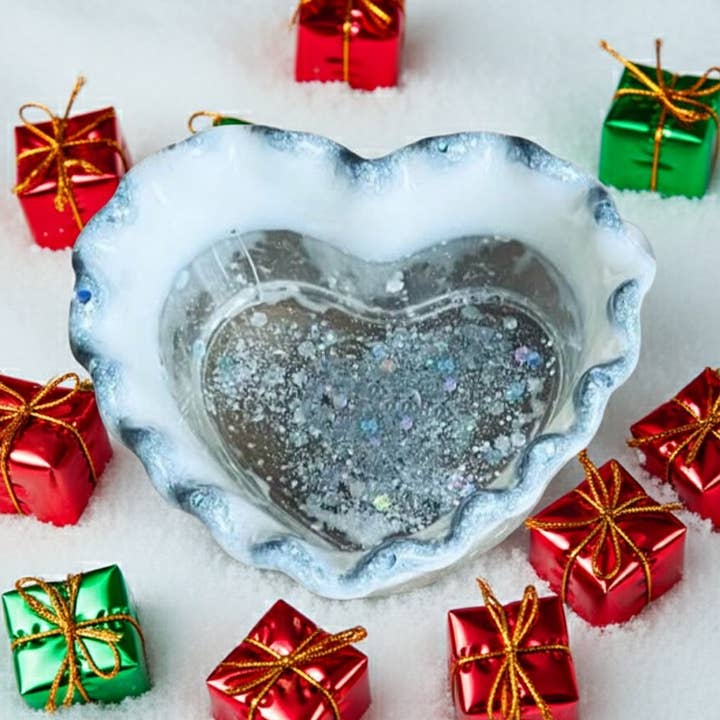 Tarros de baratijas de corazón de resina hecha a mano con purpurina plateada regalos para venta al por mayor de Face It Home Decor