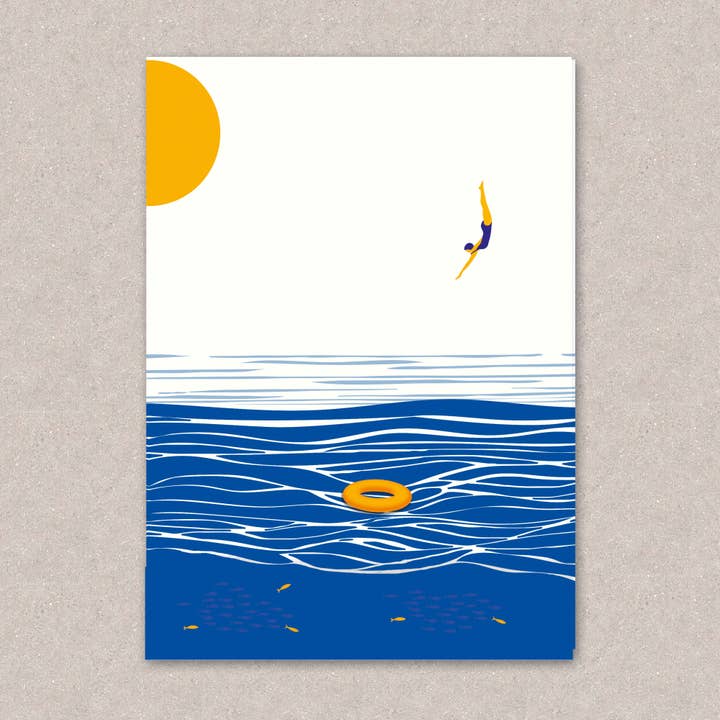 Wenskaart, 'Jump into the sea' voor wholesale door littl'pix