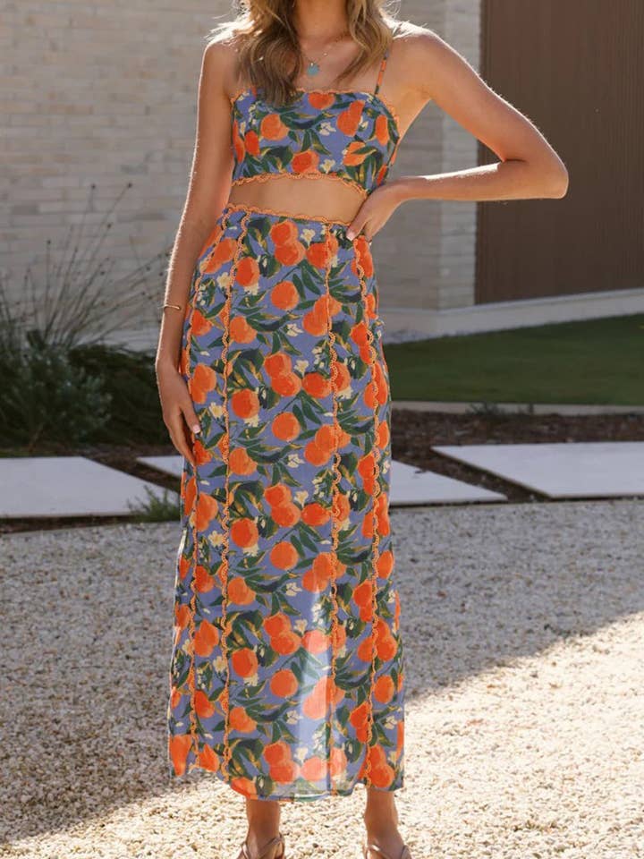 Mccolin - Wholesale Top & Skirt Set - Women's - Floral Crop and Maxi Skirt Set6