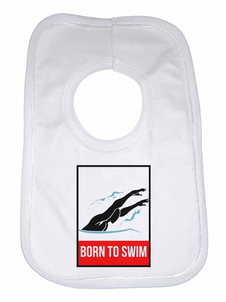 Born to Swim Boys Girls Baby Bibs for wholesale by Little Ratbag