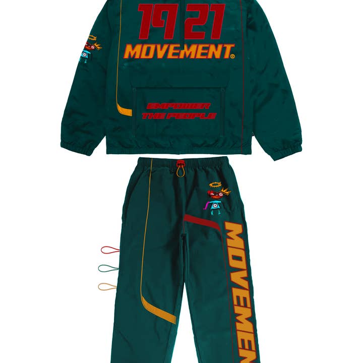Emerald Inferno Windbreaker Set for wholesale by 1921Movement