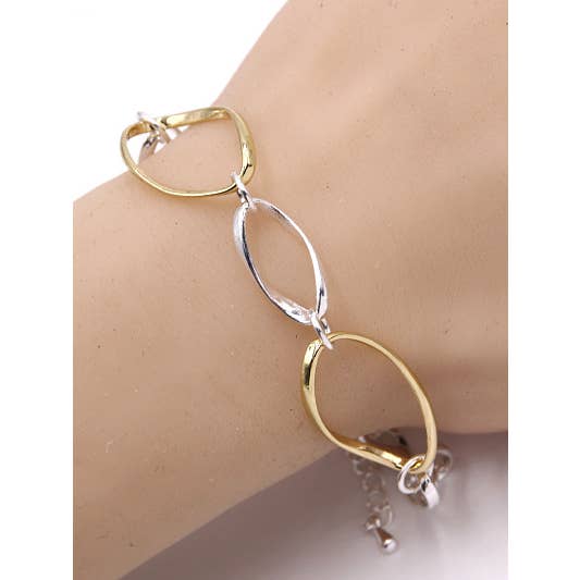 FR2697 Silver_Gold Círculo de Metal Torcido Ligação & Corrente Bracele de Metal por atacado de 0011 PREMIERE