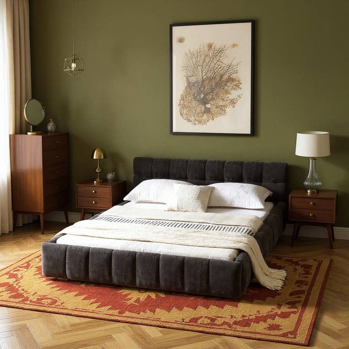 HOMYCASA DESIGN INC - Wholesale Bed - Sanna Chenille Upholstered Queen Platform Bed with Tufted Headboard5
