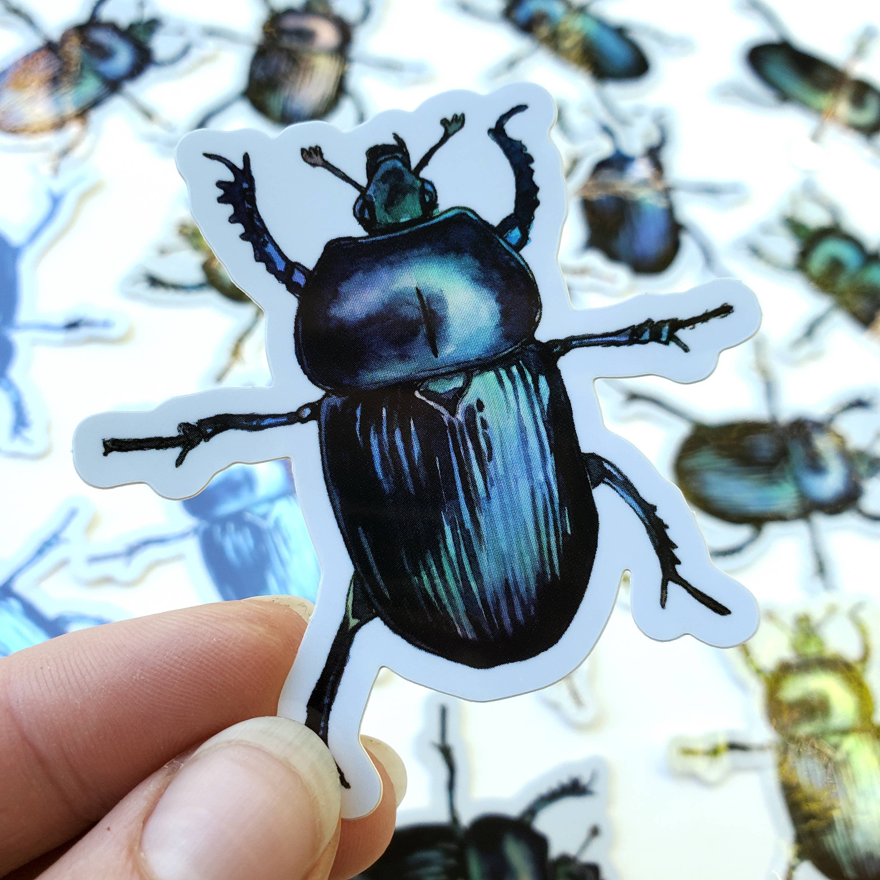 Art by Trisha Hall - Wholesale Sticker - Scarab Beetle Holographic Sticker3