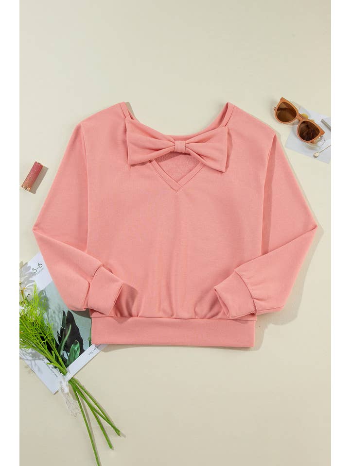 Amaryllis Apparel - Wholesale Sweatshirt - Women's - Back Bowknot Sweatshirt15