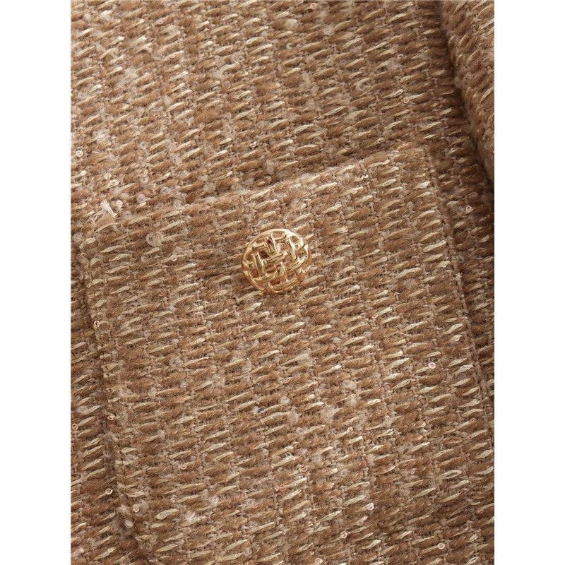 UZ Wholesale Store - Wholesale Jacket - Women's - Metal Buttons Pocket Tweed Short Jacket Single-Breasted Coat Women's Jacket5