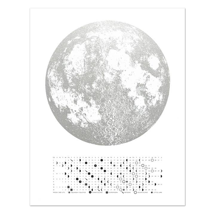 Little Lark - Wholesale Calendar - 2026 Lunar Phase Calendar Print, Metallic Moon Wall Calendar2