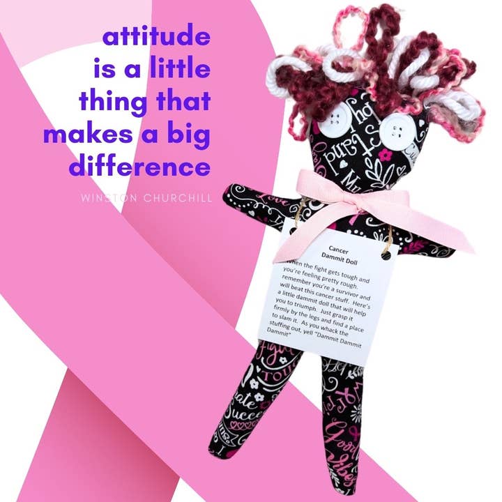 Poupée Empowering Cancer Dammit - Triumph Over Cancer pour la vente par Sheryl's Stitchery Niche