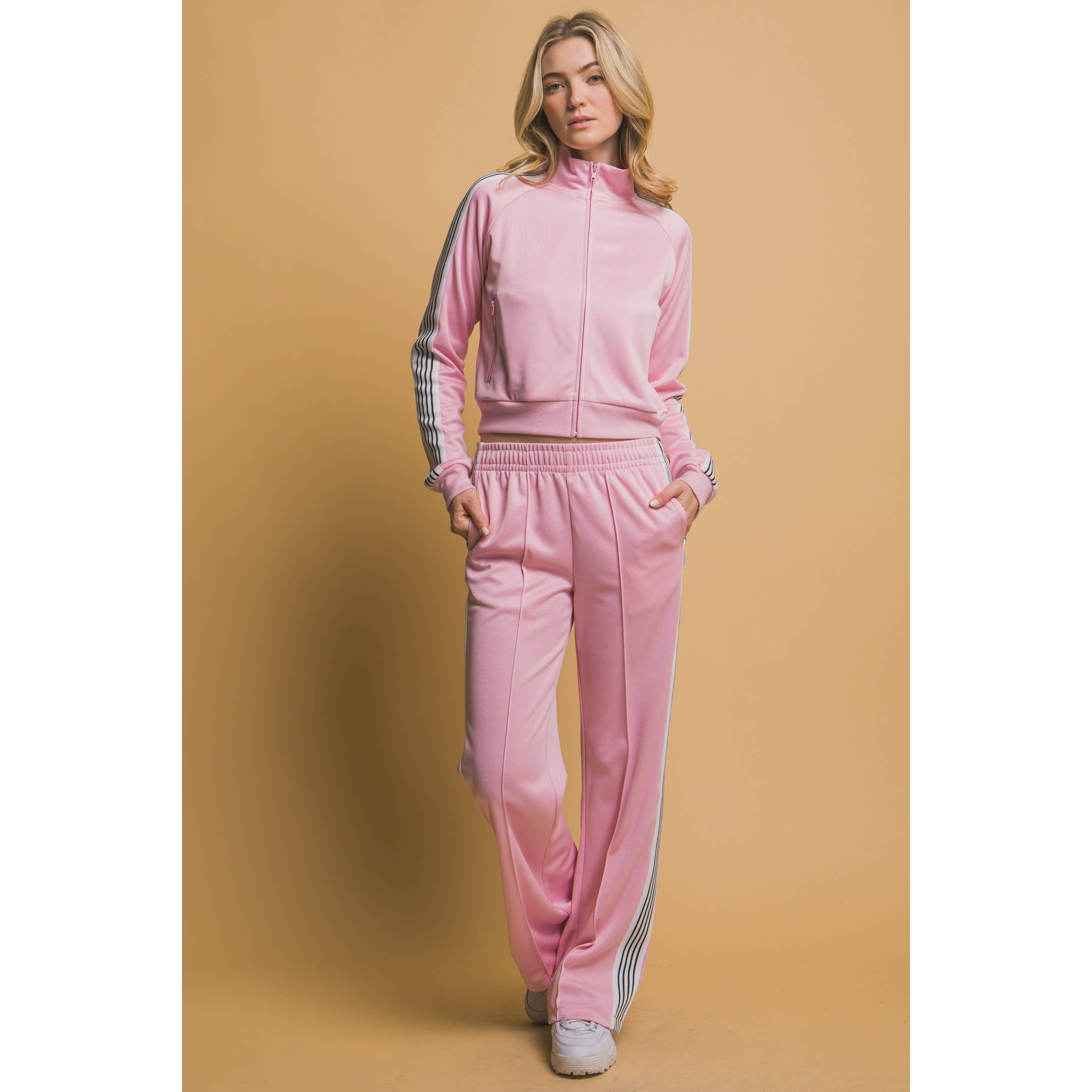 HiteJeans – wholesale Activewear set – Women′s – Trendy side stripe jacket and pants set11