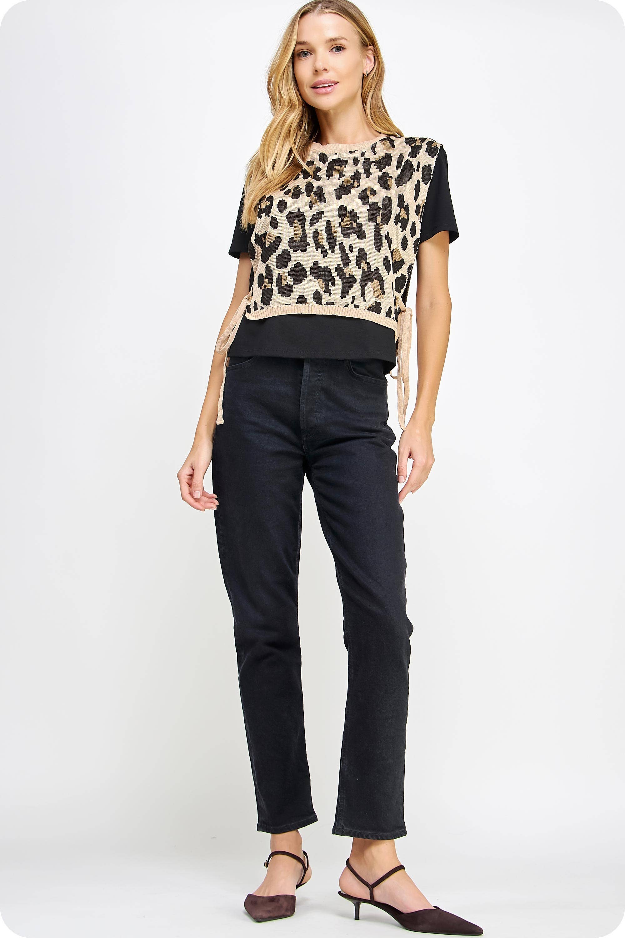 Strut & Bolt - Wholesale Blouse - Women's - Leopard Knit Contrast Knit Tee Top14