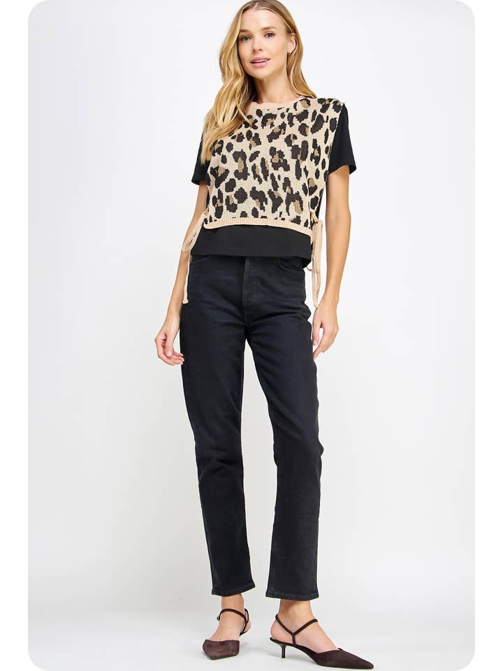 Strut & Bolt - Vente Chemisier – femme - T-shirt en tricot contrasté en tricot léopard14