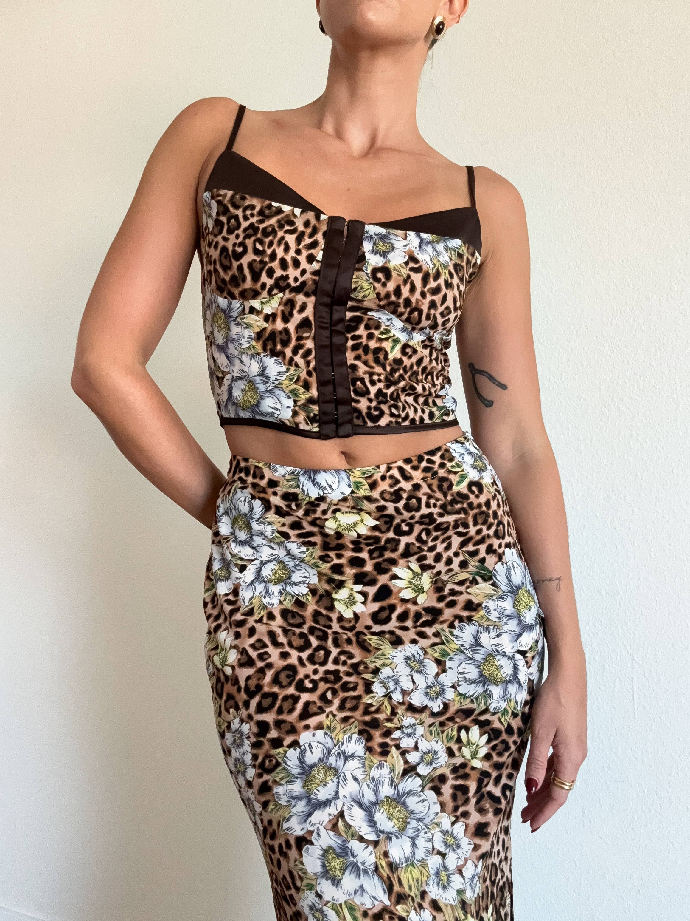 ACOA COLLECTION - Wholesale Top & Skirt Set - Women's - LEOPARD CORSET TOP AND MAXI SKIRT SET6