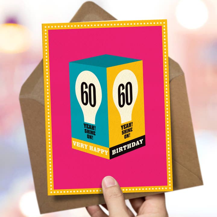 OTS160 60. Meilenstein-Geburtstagskarte '60 Shine on' für den Großhandel von The Typecast Gallery