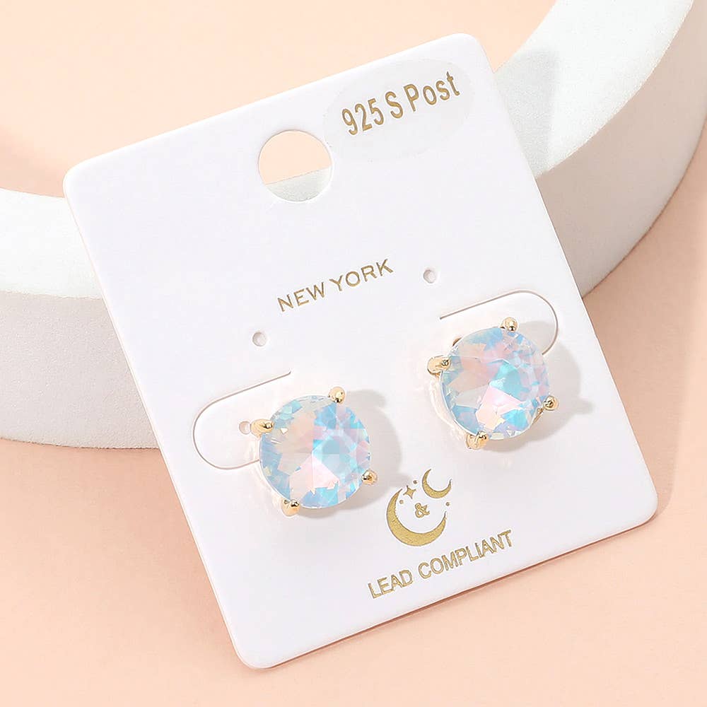 Sensibling Corp. - Vendita all'ingrosso Orecchini a bottone - Orecchini a bottone con cuscino in pietra rotonda19