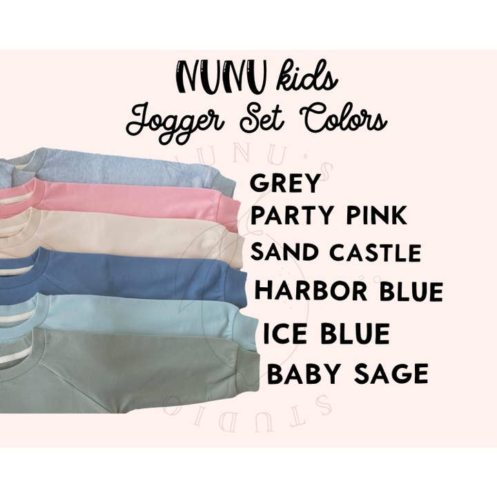 Nunu's Studio - Wholesale Top & Pant Set - Kids - Embroidered Sibling Sweatshirt & Jogger Set6