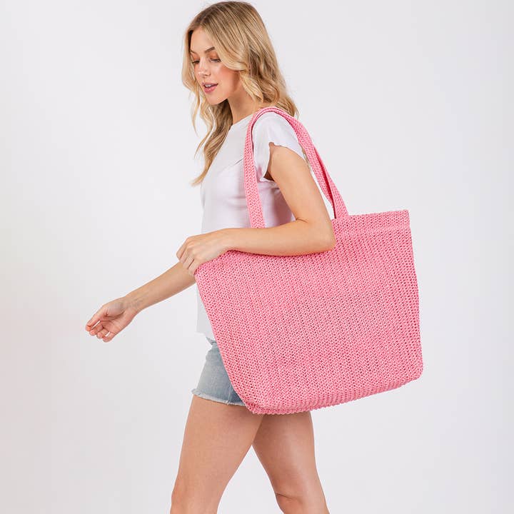 Sensibling Corp. - Wholesale Beach Bag - Solid Crochet Straw Tote Bag / Beach Bag
31