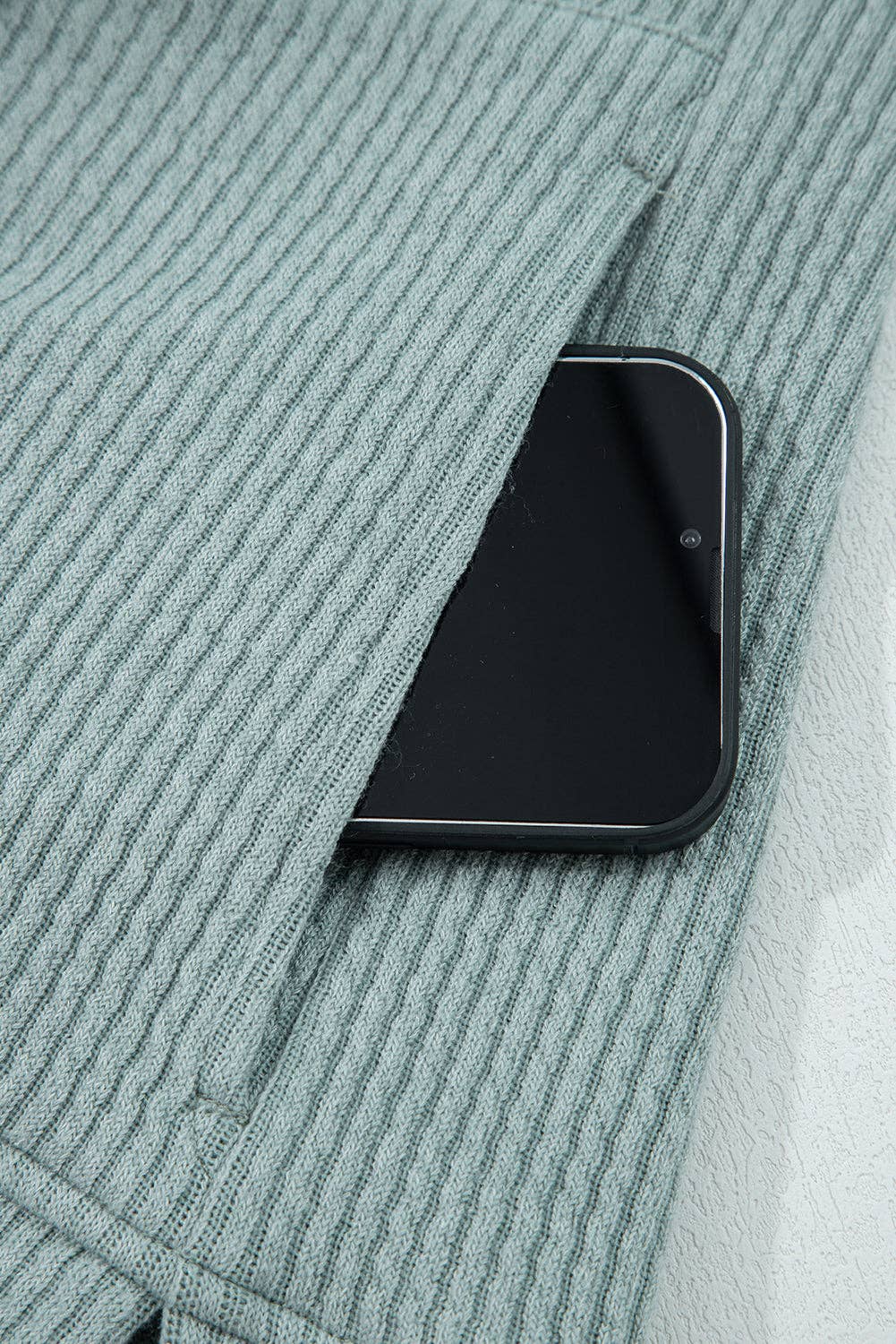 Lovesoft - Vente Sweat à capuche – femme - Hoodie en maille côtelée à épaules tombantes Aqua Clearly3