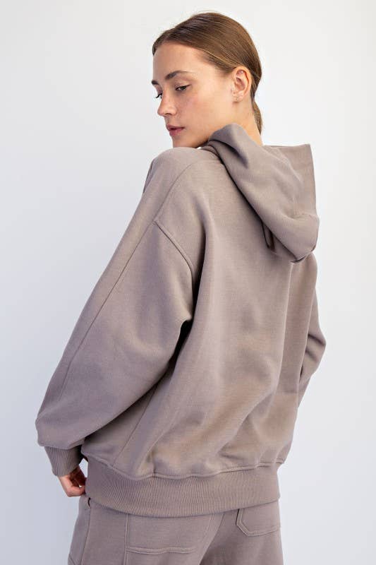 Sunday Morning - Wholesale Jacket - Women's - J383137-Oversized Fleeced Terry Hoodie26