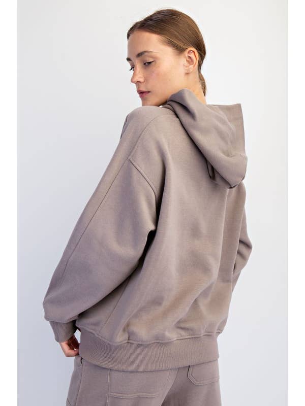 Sunday Morning - Wholesale Jacket - Women's - J383137-Oversized Fleeced Terry Hoodie26