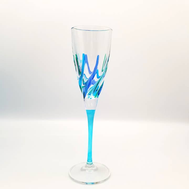 Flute de Champanhe Trix Aqua - Vidro Veneziano por atacado de Alice Sturzinger LLC